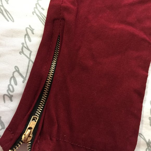 Burgundy Slim Leg Pants Petite - Picture 9 of 13